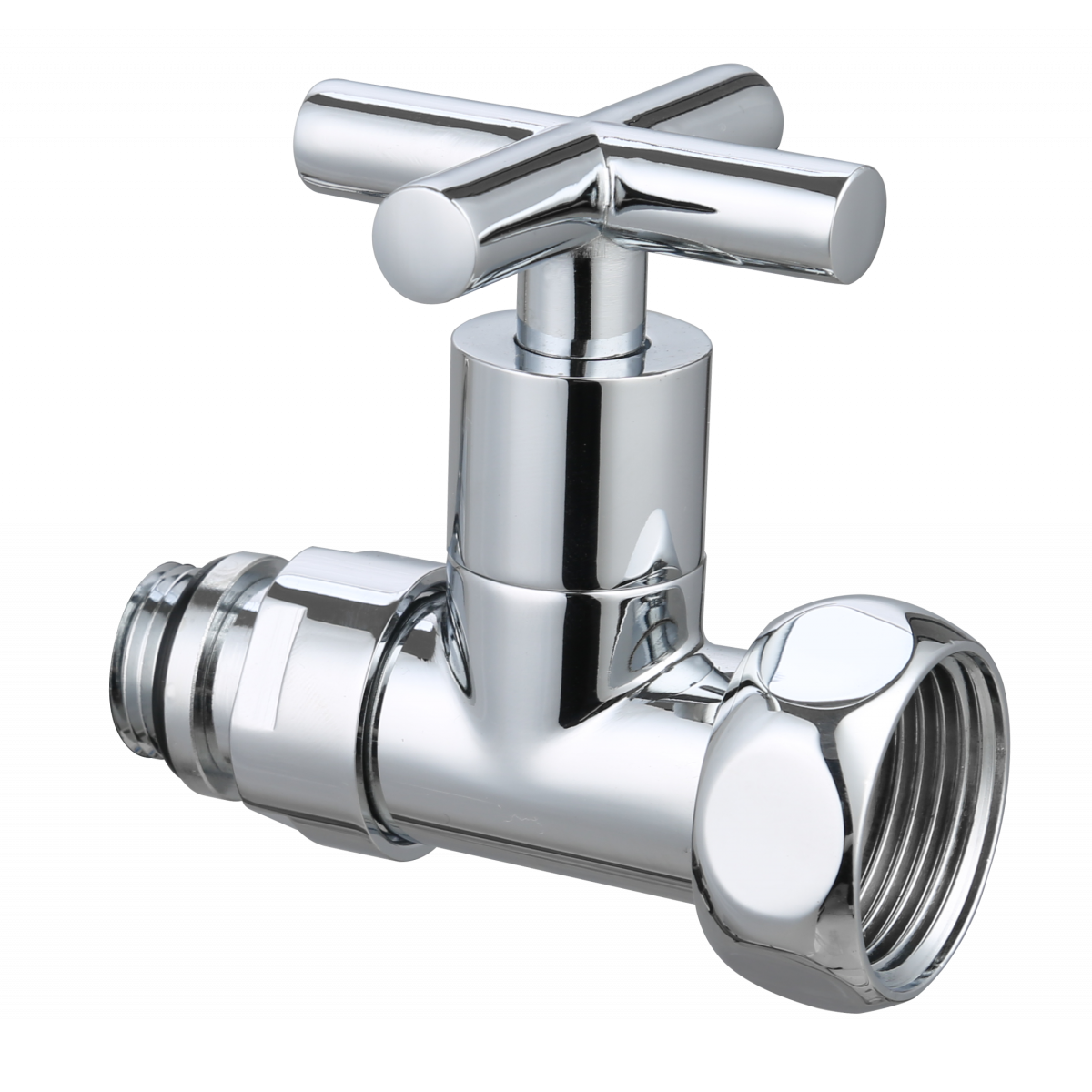 Кран для ПС, прямой, НР-ВР, ХРОМ, 1/2"M x 3/4"F крестовой G472.0405
