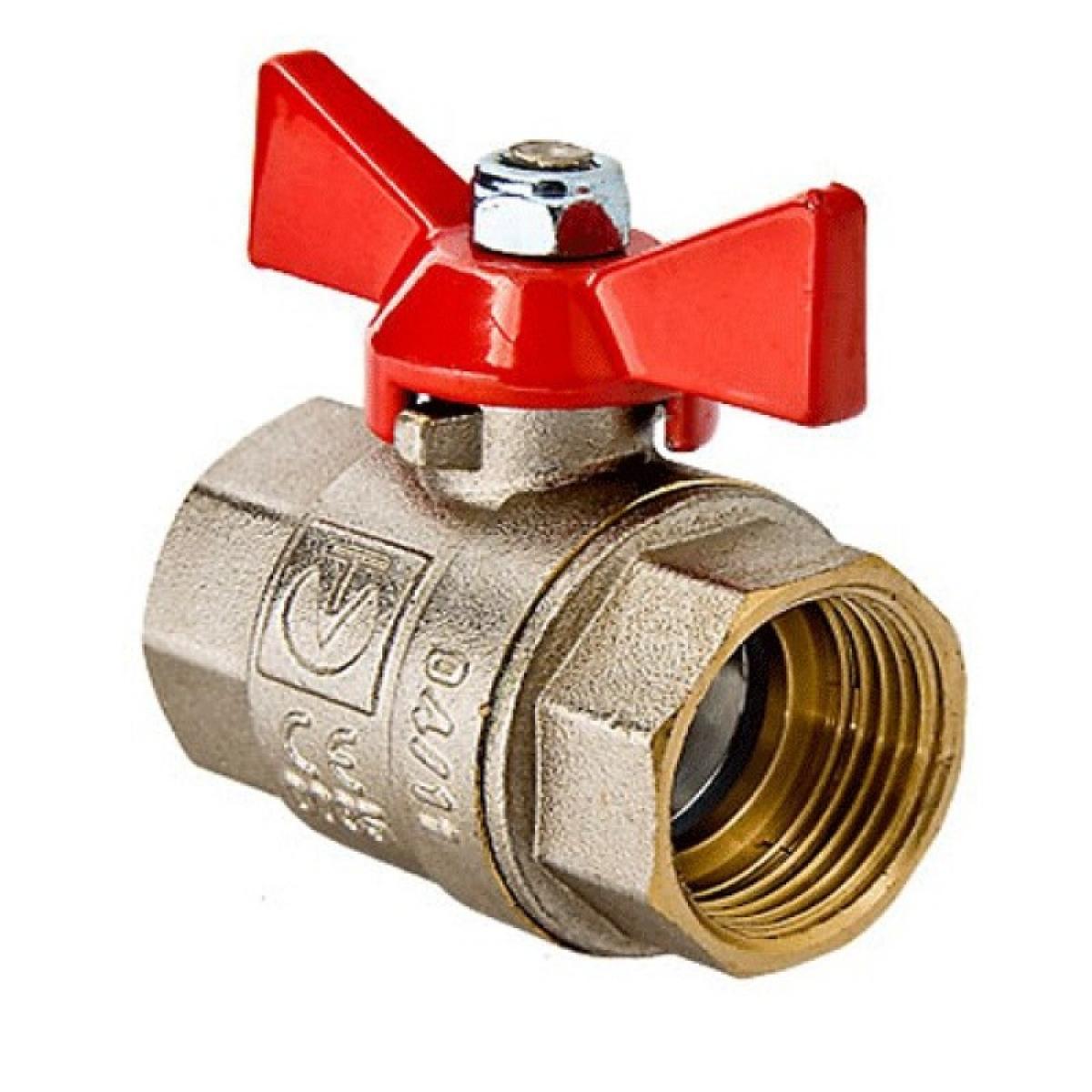 Кран шаровый латунный 3/4" PN-40 полнопроходной ручка бабочка  подключение гайка-гайка ZEGOR