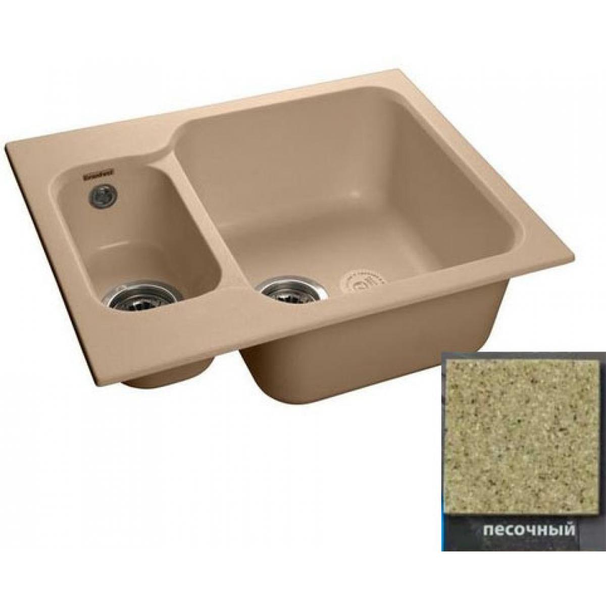 Мойка GRANFEST GF-S615К 1.5 чаши 615х500*200 мм песочный с сифоном