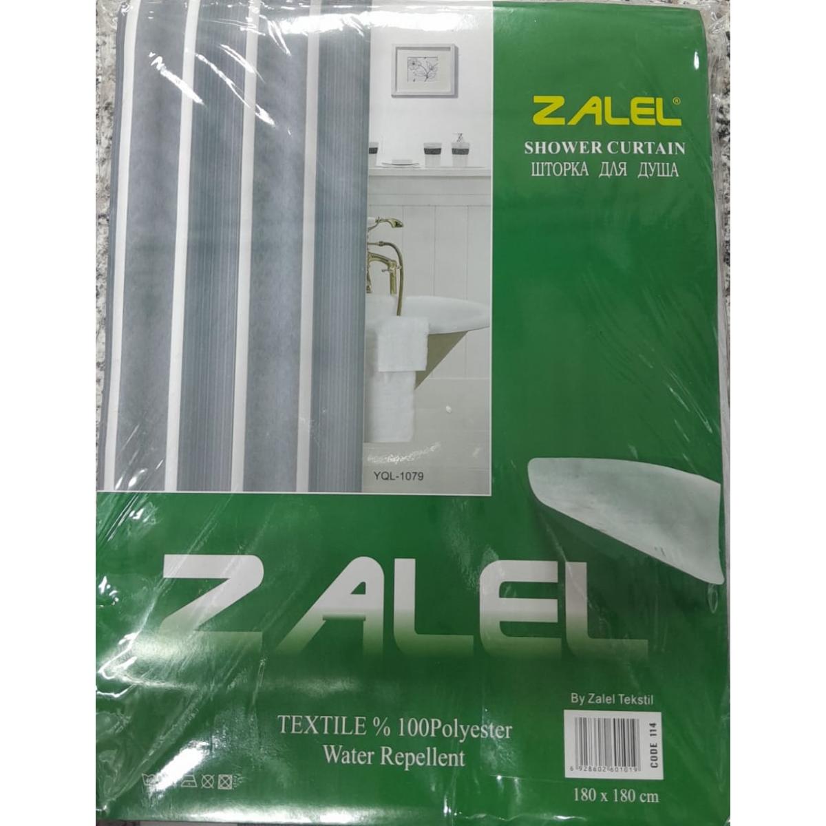 Штора д/ван ZALEL YQL-1079 серый, бел.полоса 